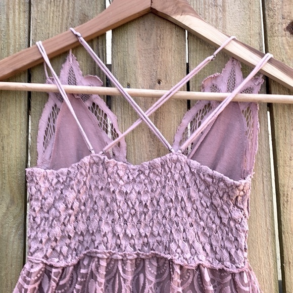 EUC Free People One Adella Burnout Lace Mini Pink Dress - Picture 8 of 14